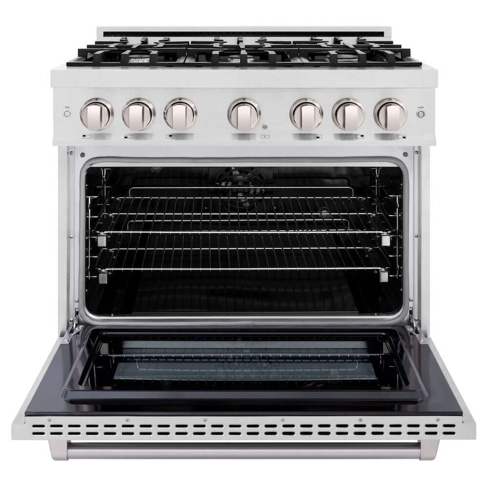 ZLINE 36" Select Dual Fuel Range Gas Cooktop Electric Convection Oven DuraSnow® Stainless Steel HDRS-36