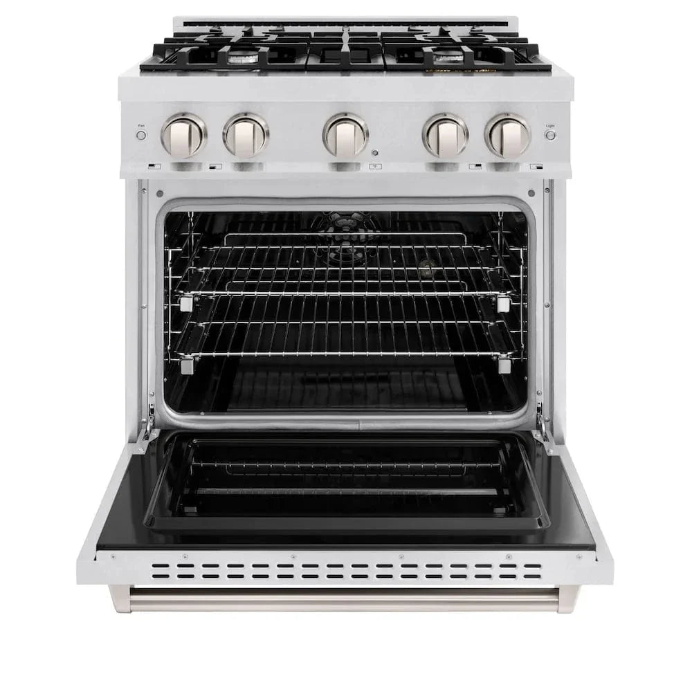 ZLINE 30" Dual Fuel Range, Gas Cooktop, Electric Convection Oven DuraSnow® Stainless Steel, CDRS-30