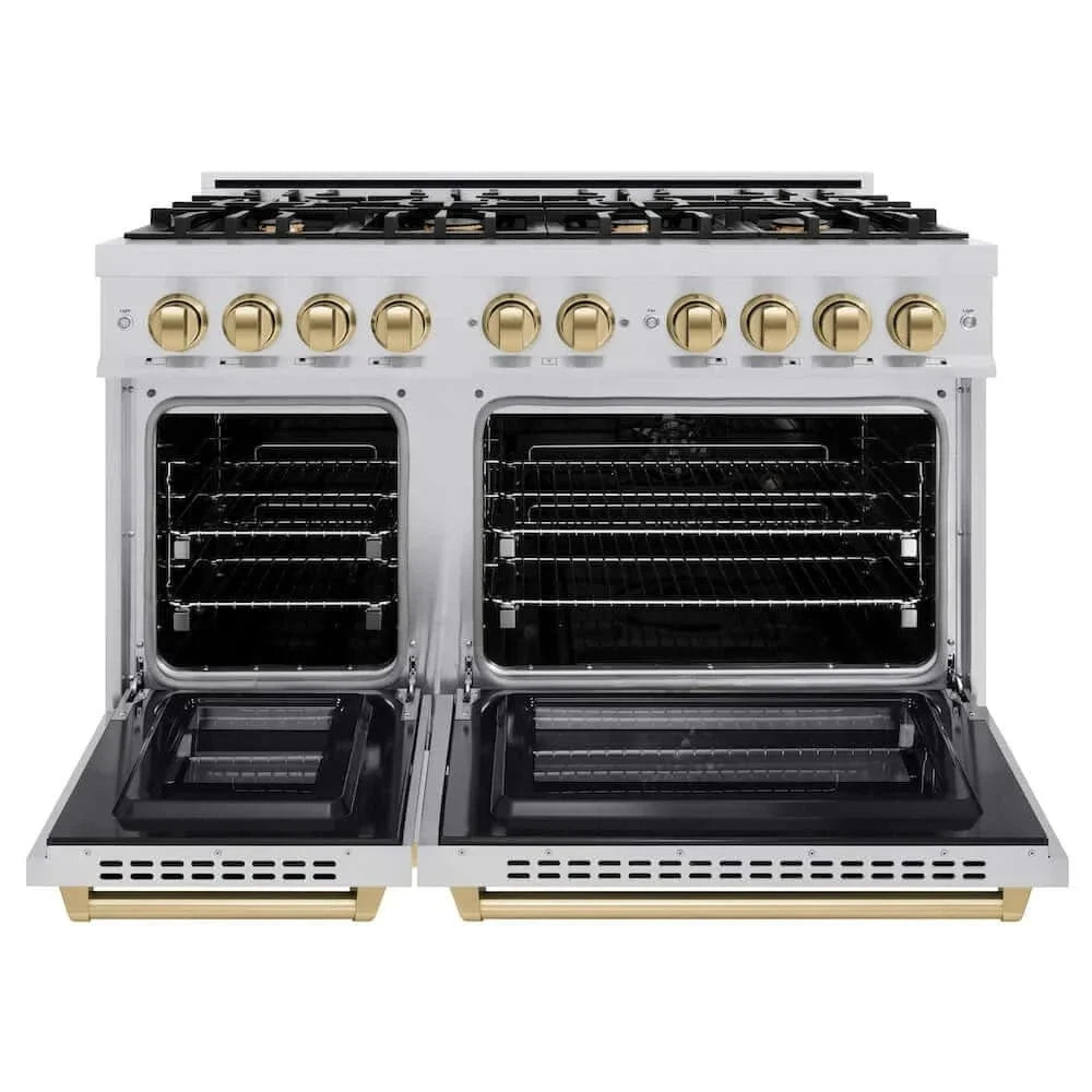 ZLINE 48" Select Dual Fuel Range Gas Cooktop Electric Convection Oven Stainless Steel Champagne Bronze HDRZ-48-CB