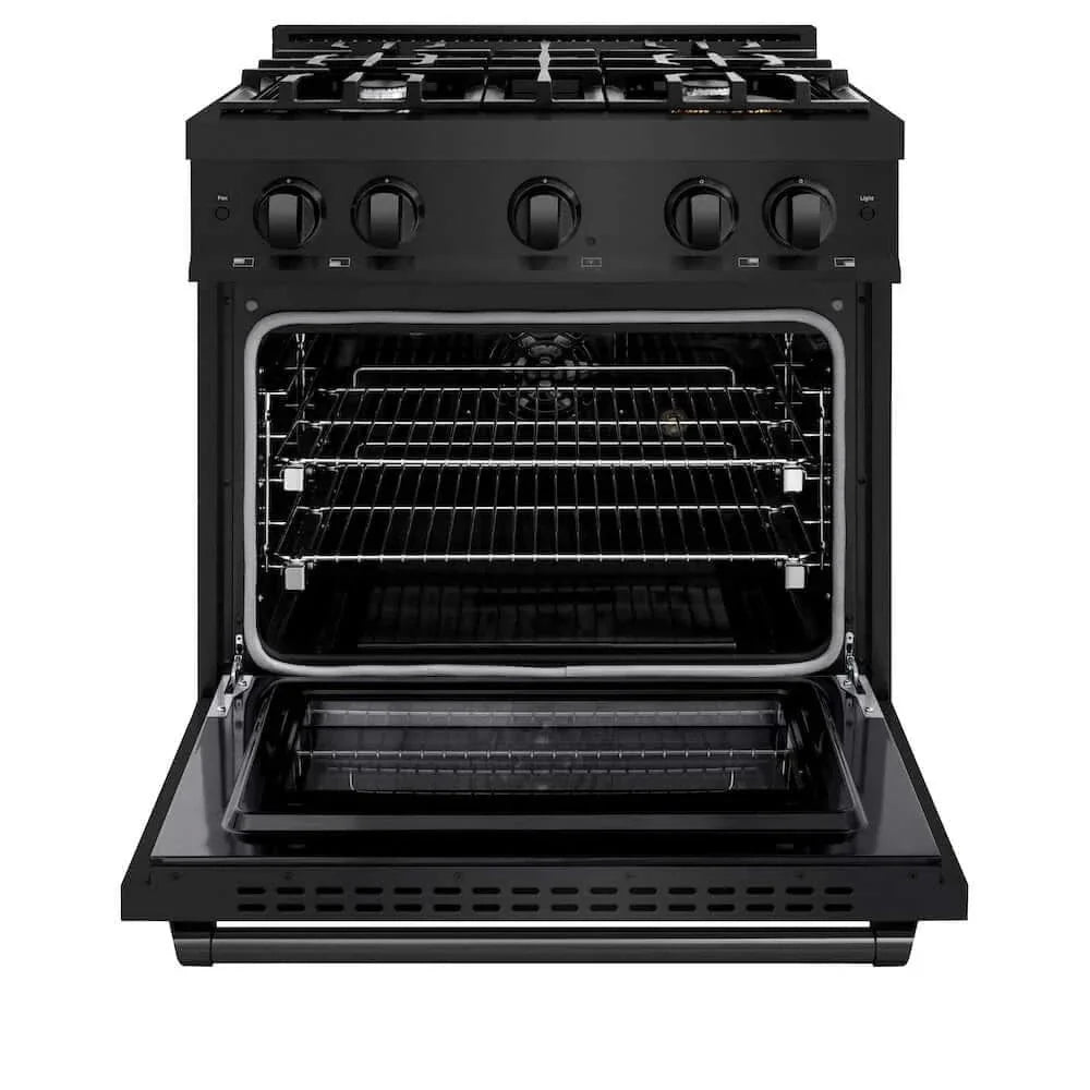 ZLINE 30" Select Gas Range Convection Gas Oven Black Stainless Steel HGRB-30