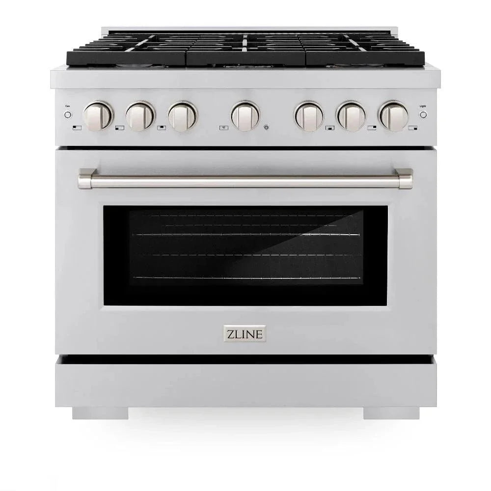 ZLINE 36"Paramount Dual Fuel Range Stainless Steel, Brass Burner, SDR-BR-36
