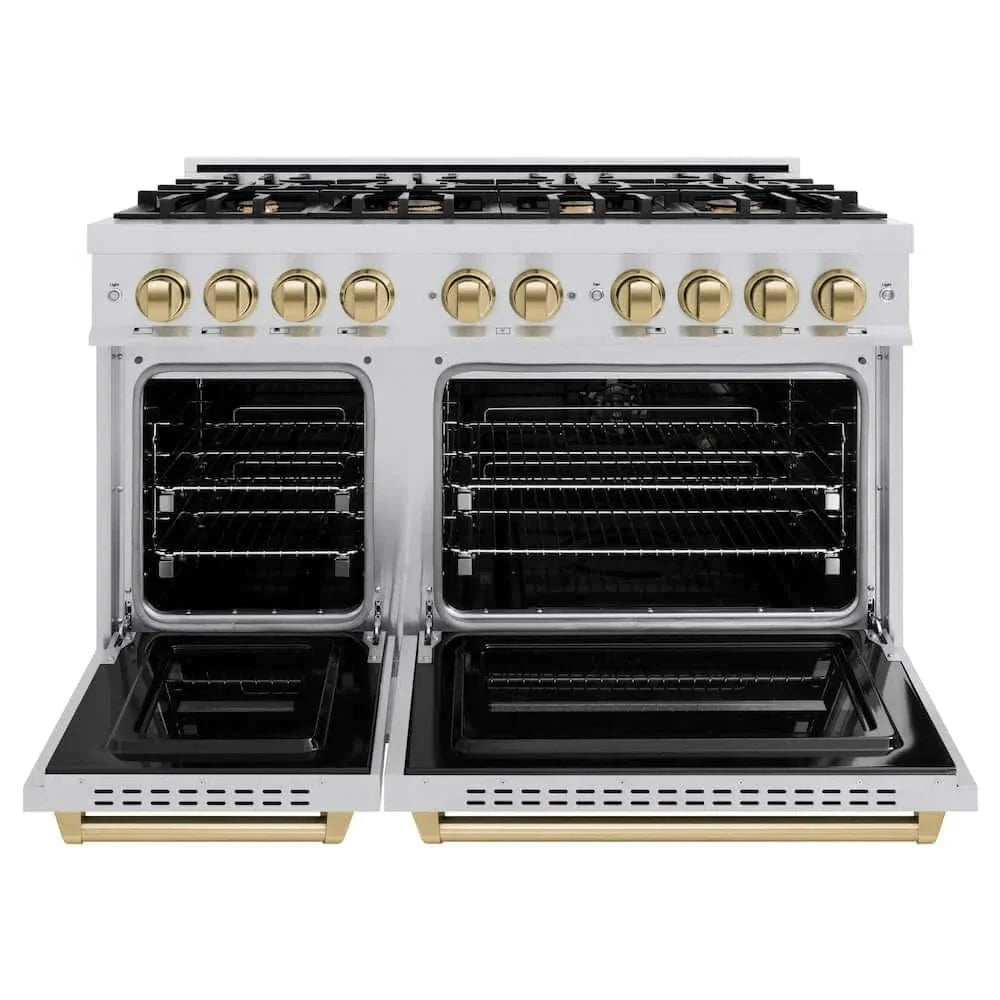 ZLINE 48" Dual Fuel Range, Gas Cooktop, Electric Convection Oven Stainless Steel, Champagne Bronze CDRZ-48-CB