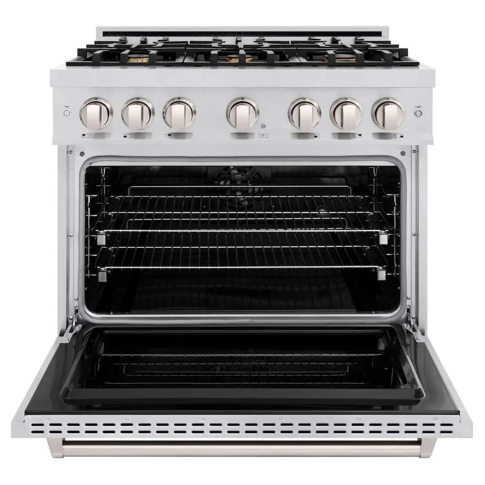 ZLINE 36" Dual Fuel Range, Gas Cooktop, Electric Convection Oven Stainless Steel, CDR-BR-36