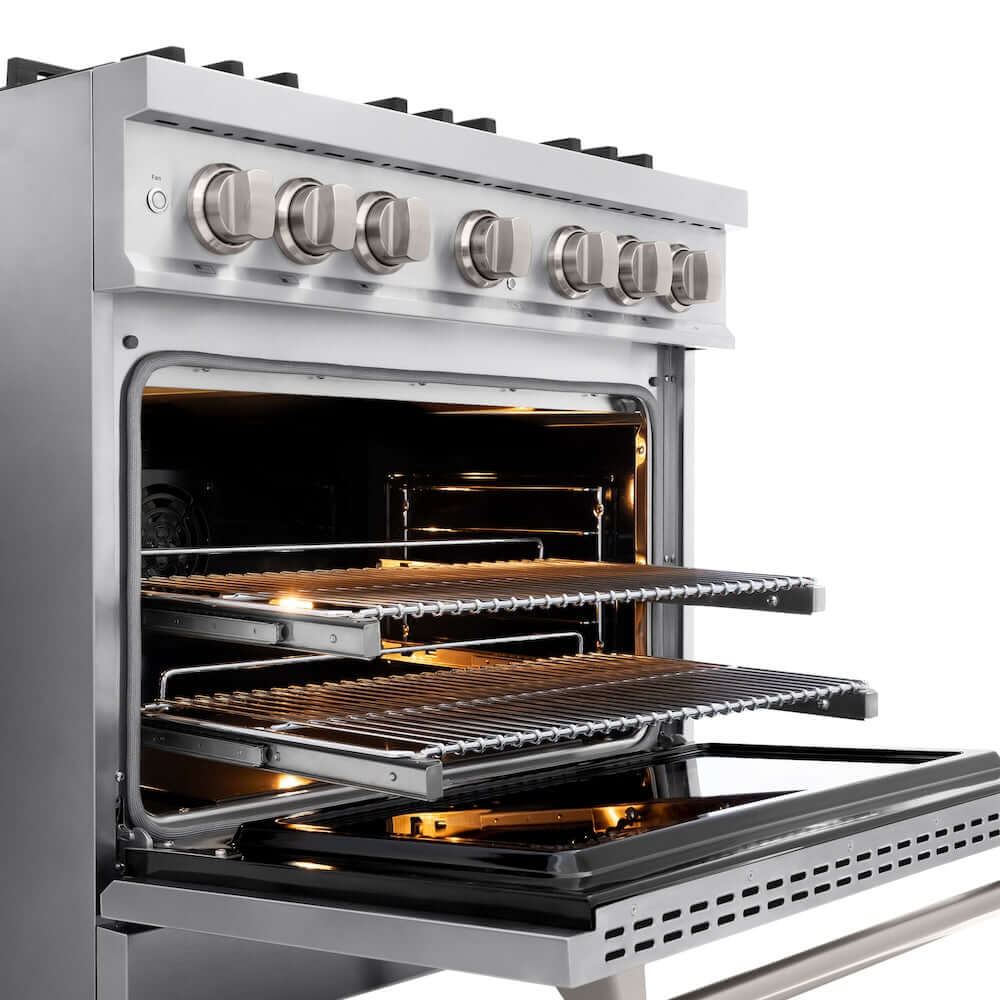 ZLINE 36" Select Dual Fuel Range Gas Cooktop Electric Convection Oven Stainless Steel Brass Burners HDR-BR-36