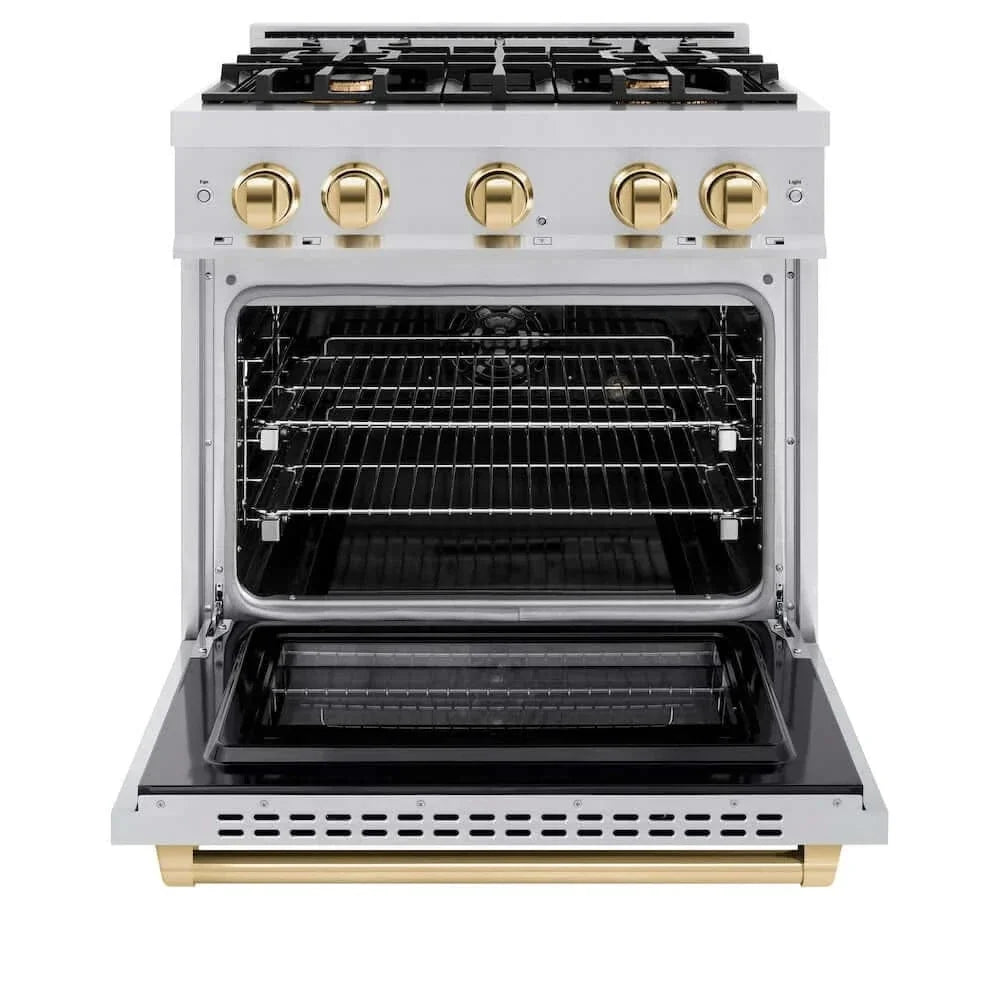 ZLINE 30" Select Gas Range Convection Gas Oven Stainless Steel Gold HGRZ-30-G