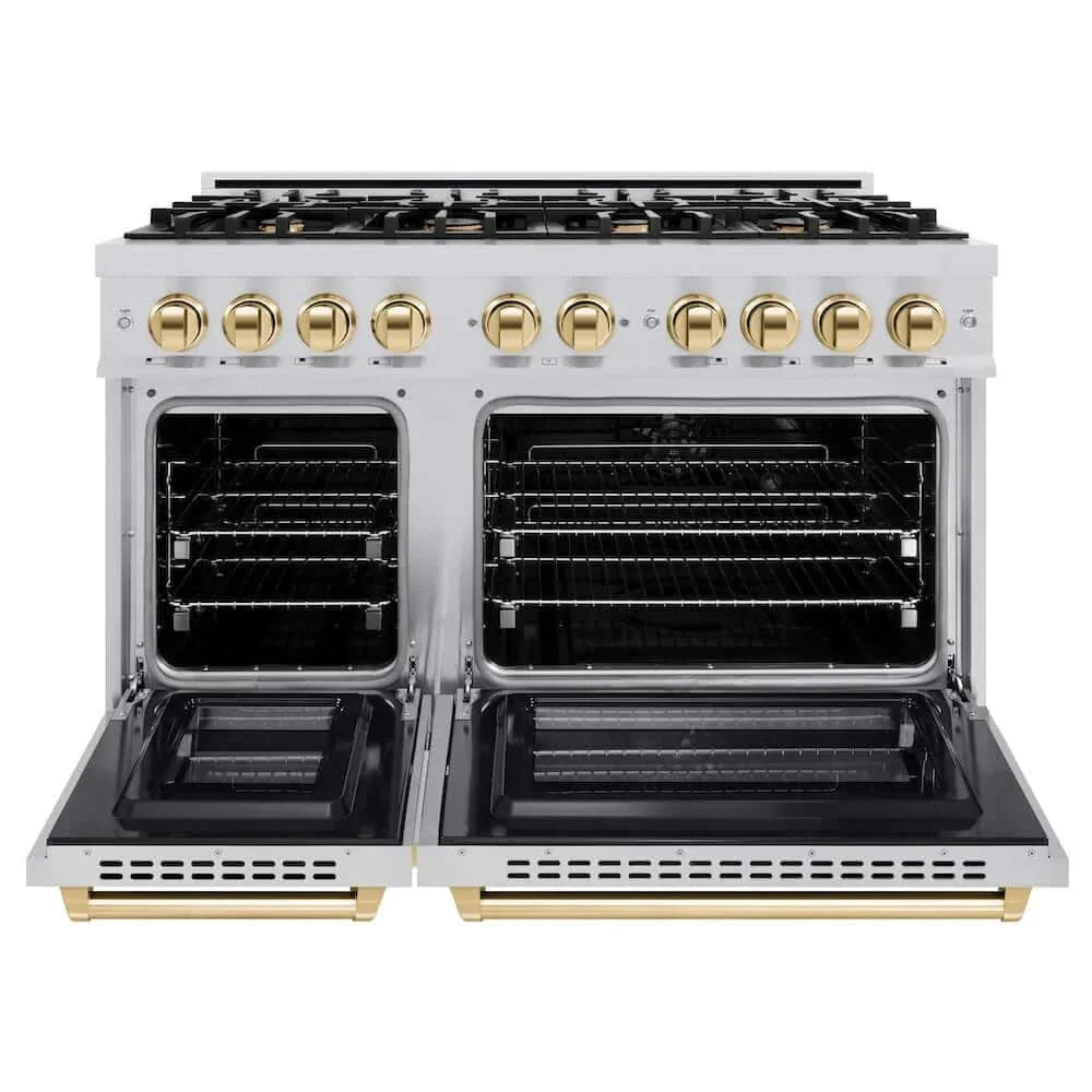 ZLINE 48" Select Dual Fuel Range Gas Cooktop Electric Convection Oven Stainless Steel Gold HDRZ-48-G