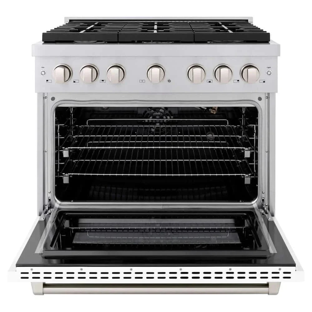 ZLINE 36 In. Gas Range, Stainless Steel, White Matte, SGR-WM-36