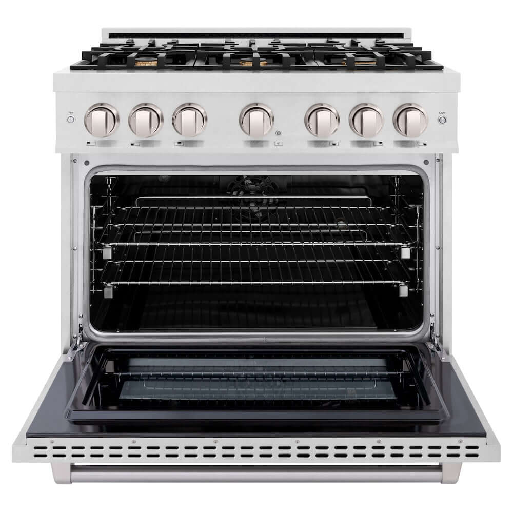 ZLINE 36" Select Gas Range Convection Gas Oven DuraSnow® Stainless Steel Brass Burners HGRS-BR-36