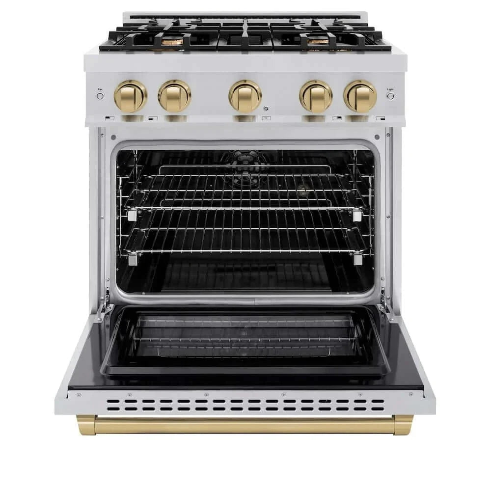ZLINE 30" Select Gas Range Convection Gas Oven Stainless Steel Champagne Bronze HGRZ-30-CB