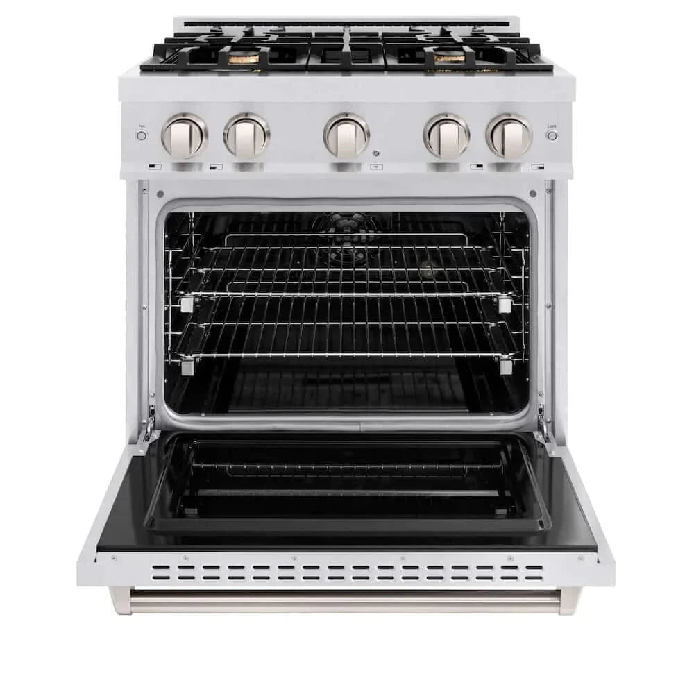 ZLINE 30" Classic Gas Range, Convection Gas Oven DuraSnow® Stainless Steel, Brass Burners CGRS-BR-30