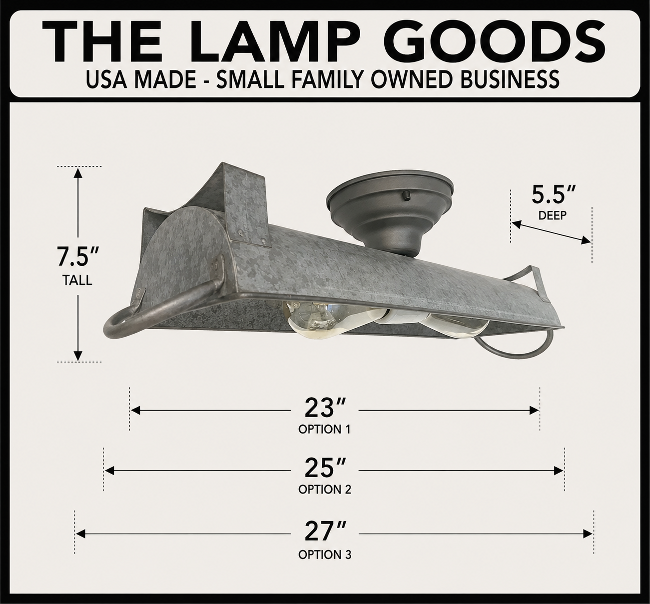 GALVANIZED DOME Ceiling Light Fixture (3 sizes)
