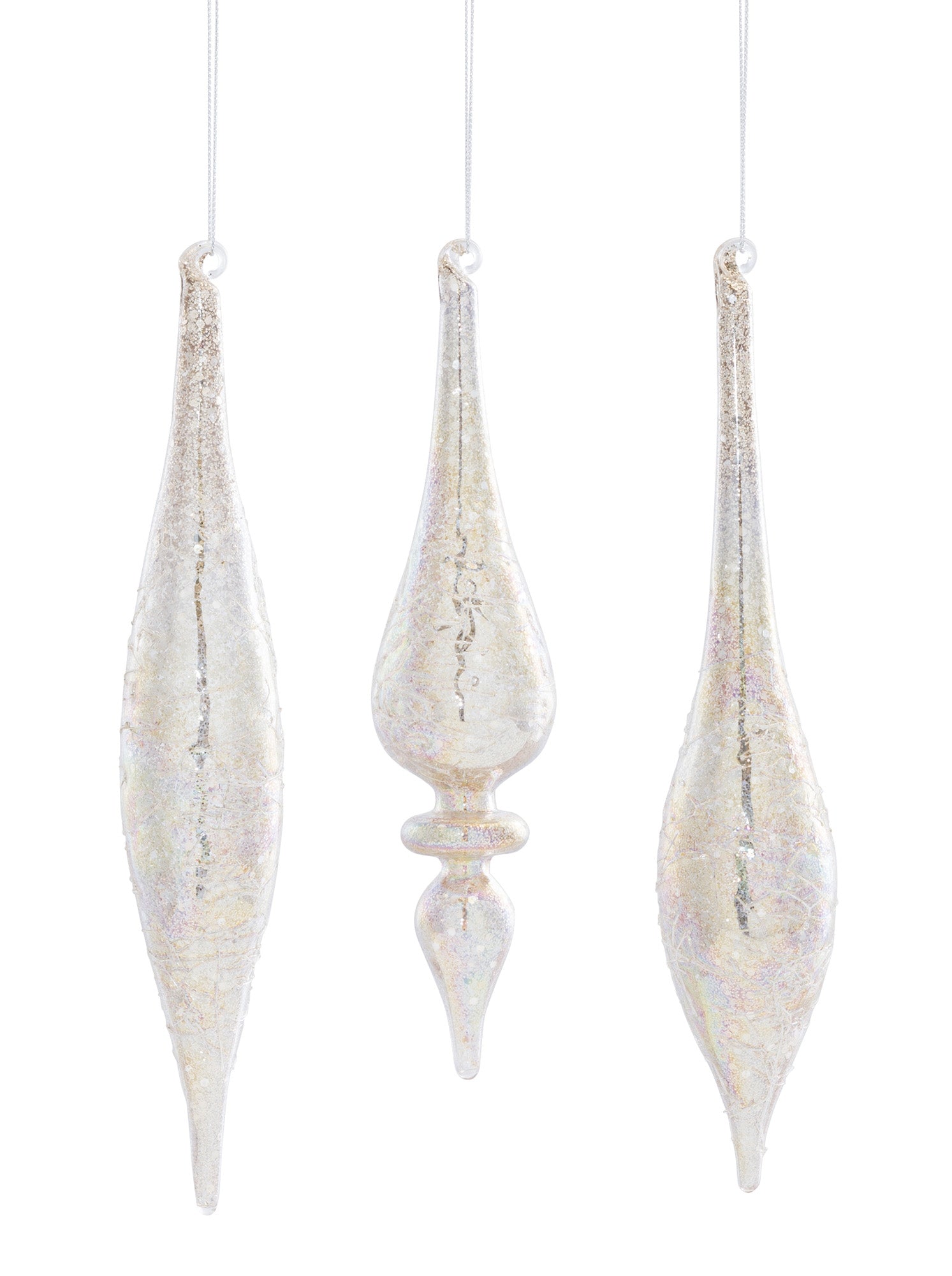 Champagne Jeweled Glass Drop Ornament (Set of 6)