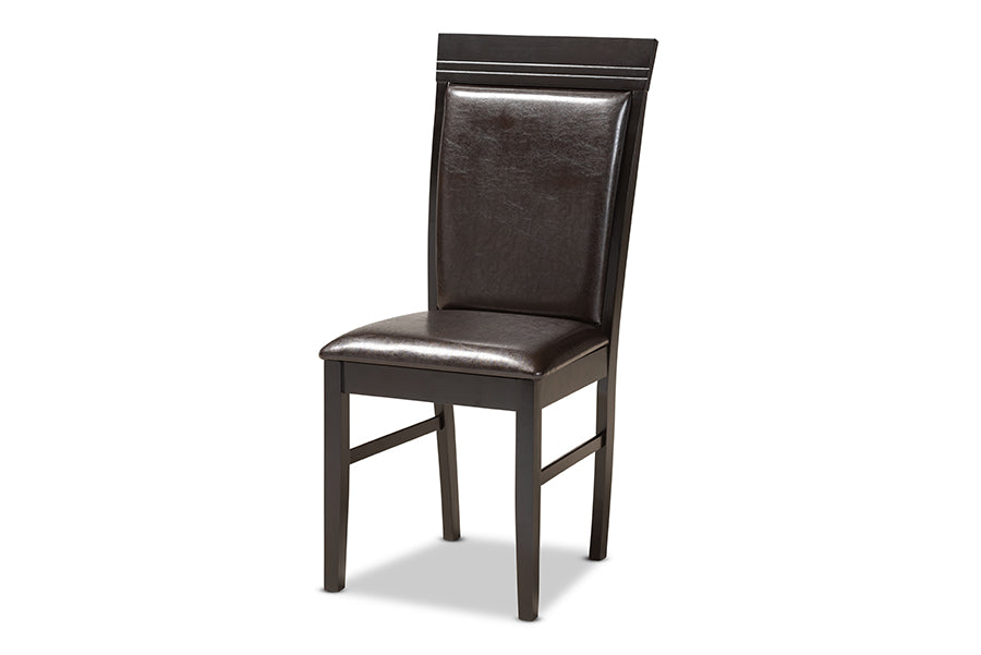 Baxton Studio Ancel Modern and Contemporary Dark Brown Faux Leather Upholstered and Dark Brown Finished Wood 5-Piece Dining Set