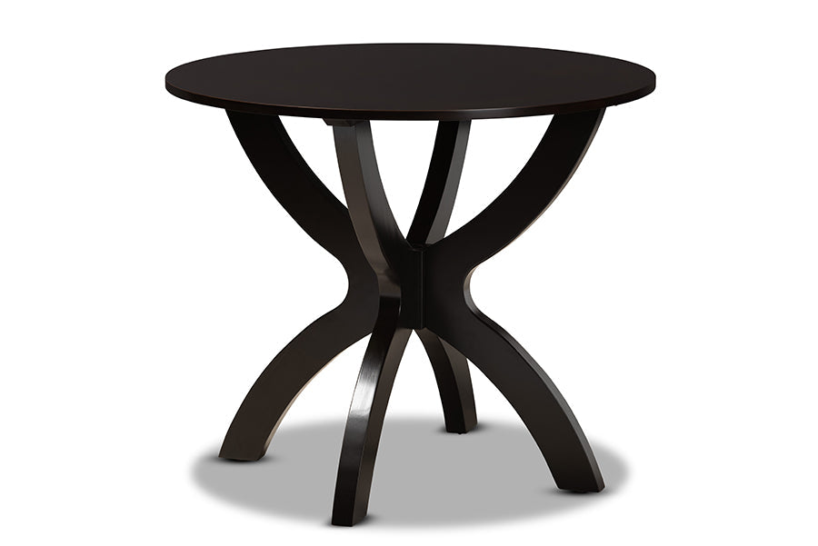 Baxton Studio Ancel Modern and Contemporary Dark Brown Faux Leather Upholstered and Dark Brown Finished Wood 5-Piece Dining Set
