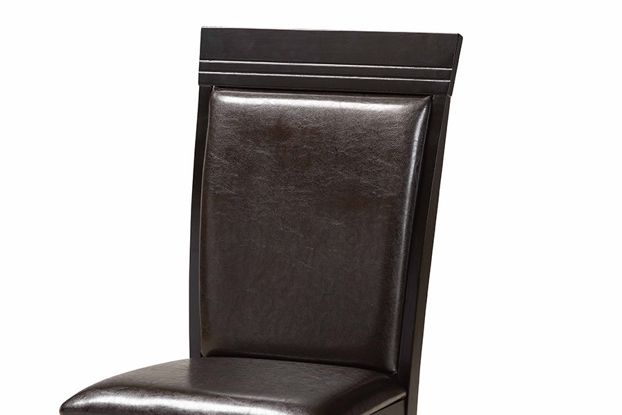 Baxton Studio Ancel Modern and Contemporary Dark Brown Faux Leather Upholstered and Dark Brown Finished Wood 5-Piece Dining Set
