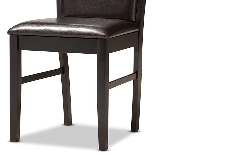 Baxton Studio Ancel Modern and Contemporary Dark Brown Faux Leather Upholstered and Dark Brown Finished Wood 5-Piece Dining Set