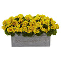 18" Geranium Artificial Plant in Stone Planter UV Resistant (Indoor/Outdoor)