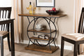 Baxton Studio Lavelle Vintage Rustic Industrial Style Walnut Brown Wood and Dark Bronze-Finished Metal Circular Console Table
