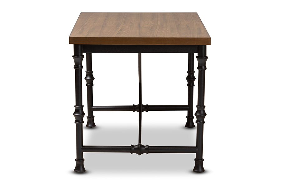 Baxton Studio Verdin Vintage Rustic Industrial Style Wood and Dark Bronze-finished Criss Cross Desk