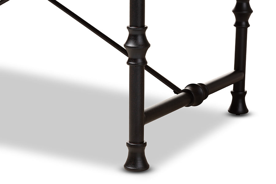 Baxton Studio Verdin Vintage Rustic Industrial Style Wood and Dark Bronze-finished Criss Cross Desk