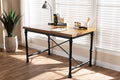 Baxton Studio Verdin Vintage Rustic Industrial Style Wood and Dark Bronze-finished Criss Cross Desk