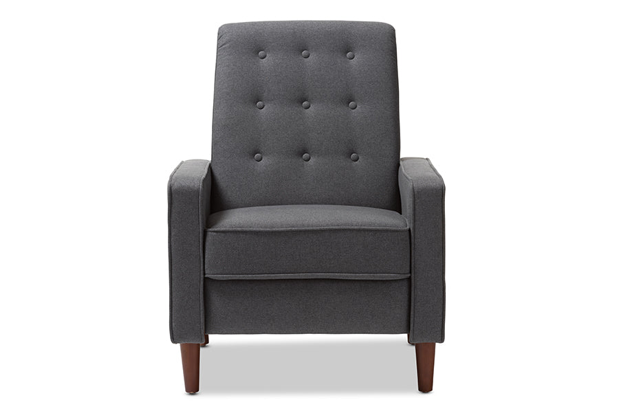 Baxton Studio Mathias Mid-century Modern Grey Fabric Upholstered Lounge Chair