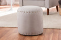 Baxton Studio Rosine Modern and Contemporary Light Grey Fabric Upholstered Nail Trim Ottoman