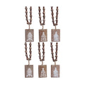 Rustic Wood Tree Tag Ornament with Beaded Hanger (Set of 6)