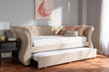 Baxton Studio Cherine Classic and Contemporary Beige Fabric Upholstered Daybed with Trundle
