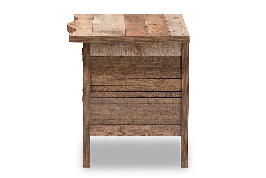 Baxton Studio Romilly Country Cottage Farmhouse Black and Oak-Finished Wood 2-Drawer Nightstand