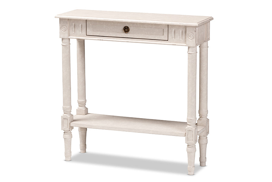 Baxton Studio Ariella Country Cottage Farmhouse Whitewashed 1-Drawer Console Table