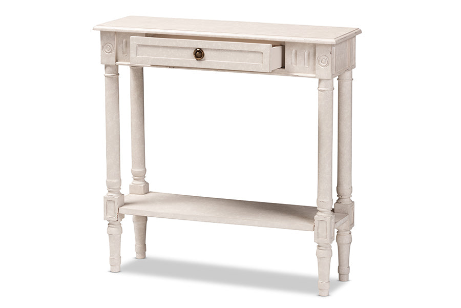 Baxton Studio Ariella Country Cottage Farmhouse Whitewashed 1-Drawer Console Table