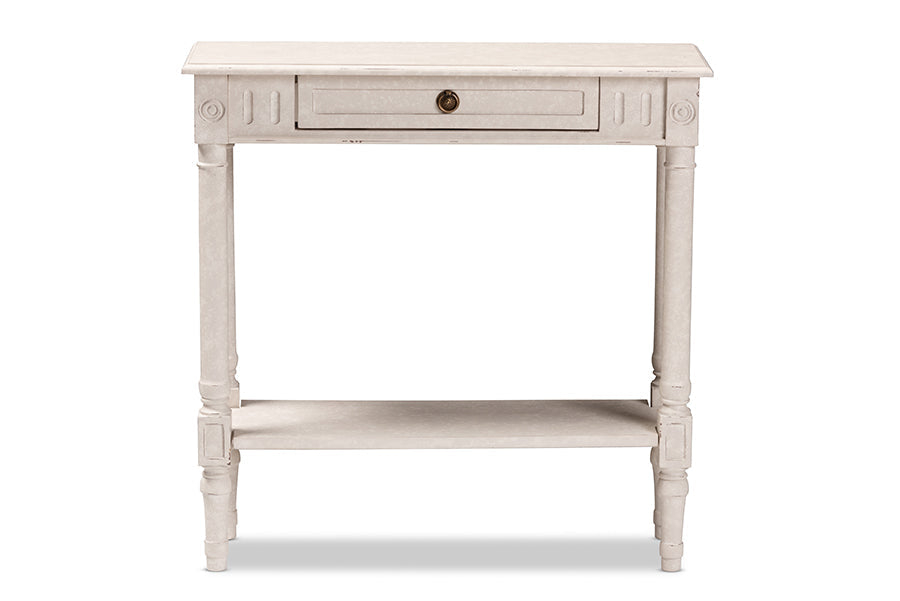 Baxton Studio Ariella Country Cottage Farmhouse Whitewashed 1-Drawer Console Table