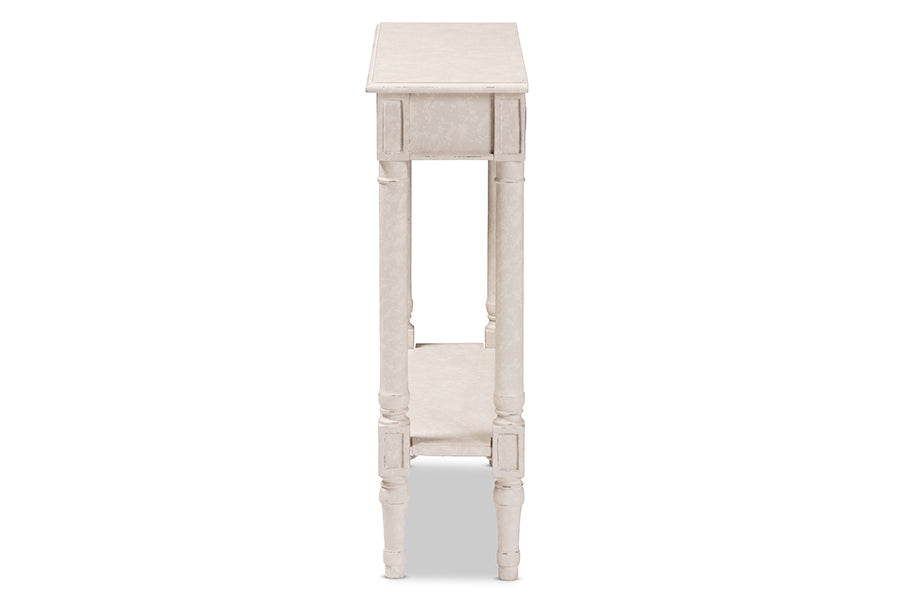 Baxton Studio Ariella Country Cottage Farmhouse Whitewashed 1-Drawer Console Table