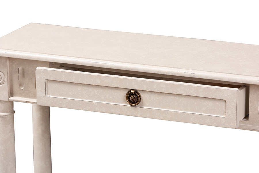 Baxton Studio Ariella Country Cottage Farmhouse Whitewashed 1-Drawer Console Table