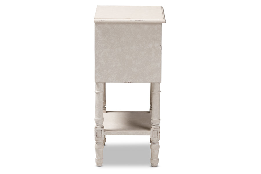 Baxton Studio Lenore Country Cottage Farmhouse Whitewashed 2-Drawer Nightstand