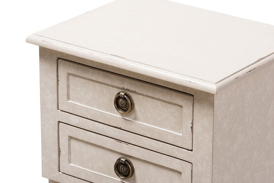 Baxton Studio Lenore Country Cottage Farmhouse Whitewashed 2-Drawer Nightstand