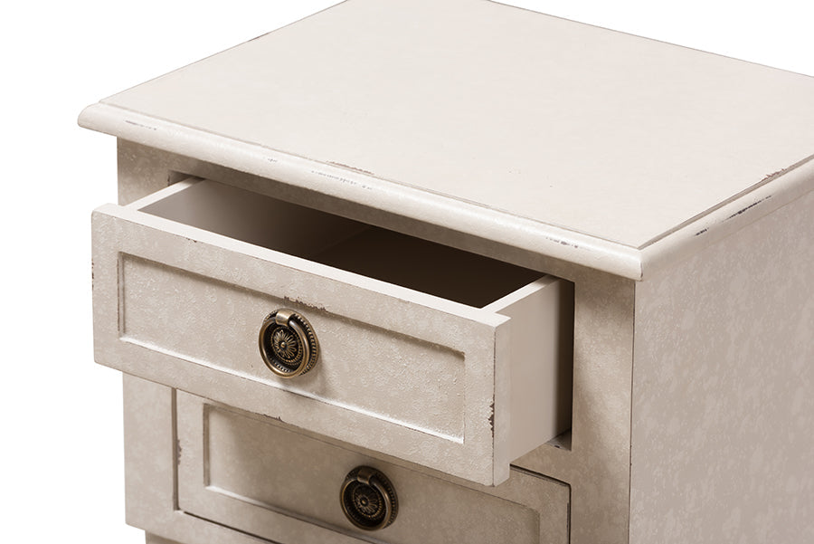 Baxton Studio Lenore Country Cottage Farmhouse Whitewashed 2-Drawer Nightstand