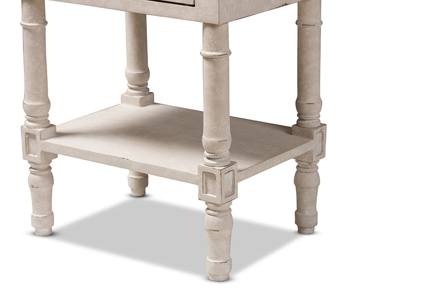 Baxton Studio Lenore Country Cottage Farmhouse Whitewashed 2-Drawer Nightstand