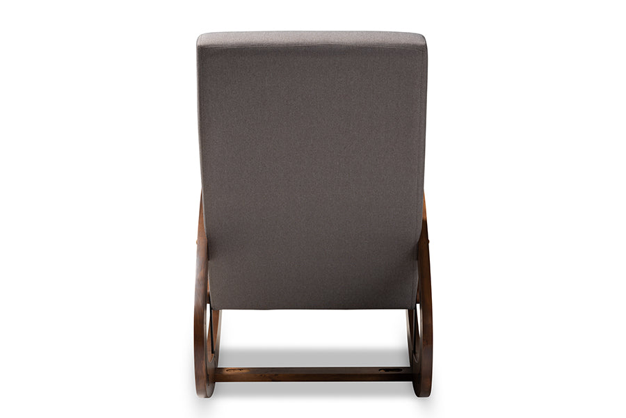 Baxton Studio Kaira Modern and Contemporary Gray Fabric Upholstered and Walnut-Finished Wood Rocking Chair