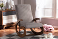 Baxton Studio Kaira Modern and Contemporary Gray Fabric Upholstered and Walnut-Finished Wood Rocking Chair