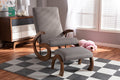 Baxton Studio Kaira Modern and Contemporary 2-Piece Gray Fabric Upholstered and Walnut-Finished Wood Rocking Chair and Ottoman Set