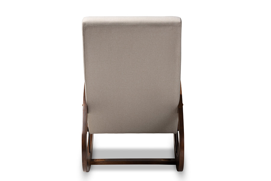 Baxton Studio Kaira Modern and Contemporary Light Beige Fabric Upholstered and Walnut-Finished Wood Rocking Chair