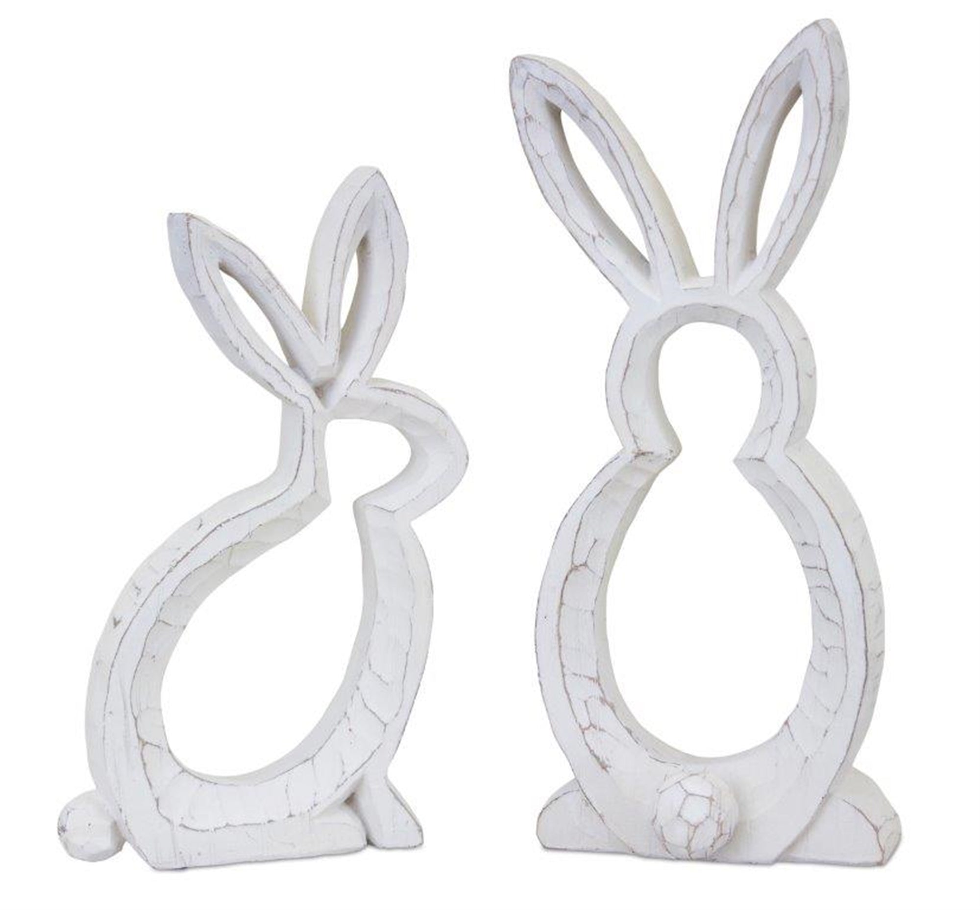 Carved Stone Bunny Outline DŽcor (Set of 2)