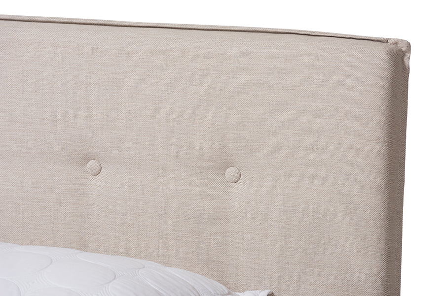 Baxton Studio Audrey Modern and Contemporary Light Beige Fabric Upholstered Full Size Bed