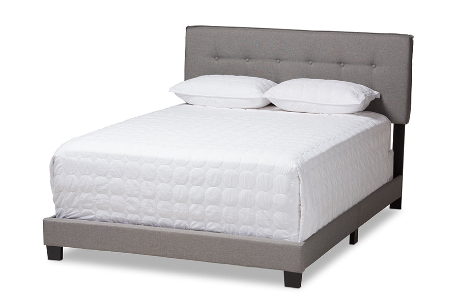 Baxton Studio Audrey Modern and Contemporary Light Grey Fabric Upholstered Queen Size Bed