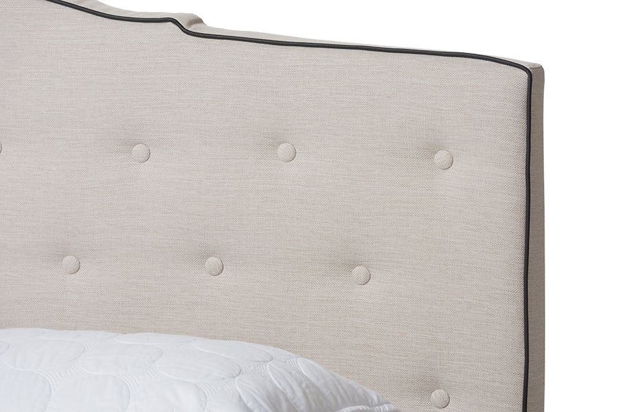 Baxton Studio Vivienne Modern and Contemporary Light Beige Fabric Upholstered Queen Size Bed
