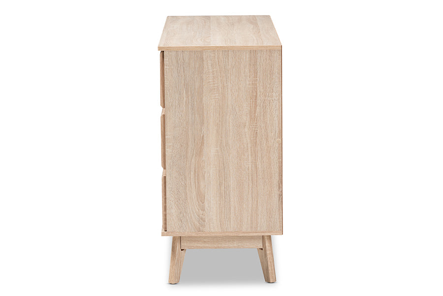 Baxton Studio Miren Mid-Century Modern Light Oak and Dark Grey 6-Drawer Dresser