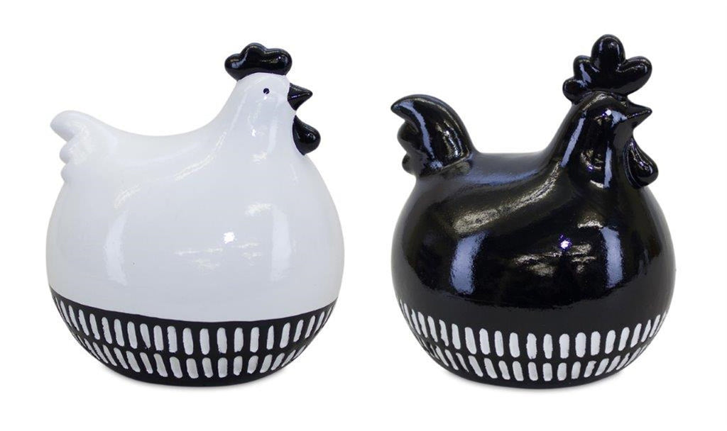 Modern Black and White Chicken DŽcor (Set of 2)