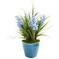 Hyacinth Artificial Plant in Blue Vase